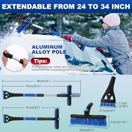 BFONS 2PCS Ice Scrapers for Car Windshield, 2-in-1 Snow Scraper and Snow Brush - Image 5