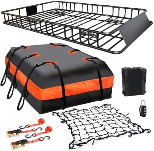 Roof Rack Carrier Carrier Basket 65"*39"*6"+Waterproof Bag 20 Cubic Feet by MeeFar