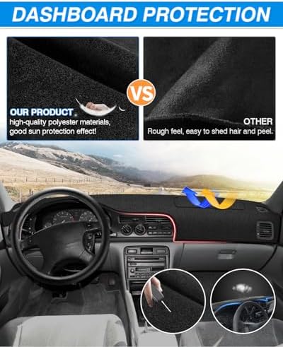 Cartist Black Dash Cover for Honda Civic 1996-2020 Dashboard Cover Mat - Image 5