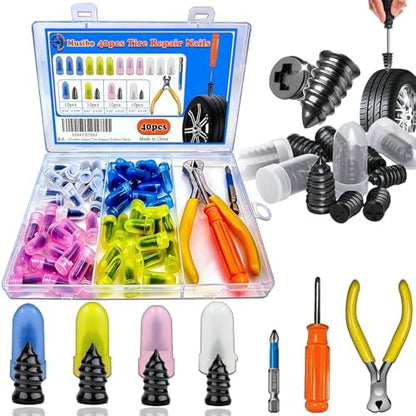 40Pcs Tire Repair Rubber Nails Kit by musibo