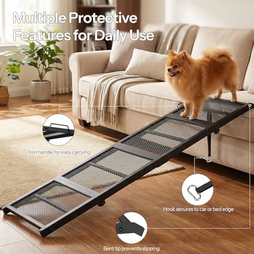 HOOBRO 70.8" Folding Dog Ramp for Car, 4-Fold Pet Ramp for Car SUV Couch - Image 5