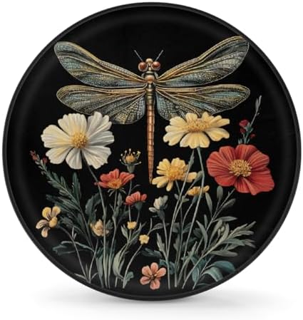Spare Tire Cover for RV Trailer, Boho Dragonfly Flower Waterproof Sun Leather by cfpolar