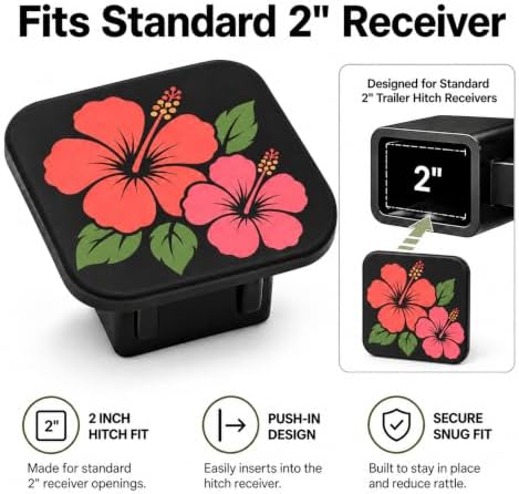 Hibiscus Flower Trailer Hitch Cover, 2 Inch Rubber Receiver Plug - Image 4