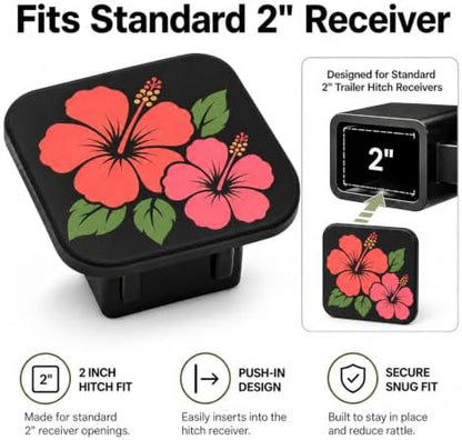 Hibiscus Flower Trailer Hitch Cover, 2 Inch Rubber Receiver Plug - Image 4