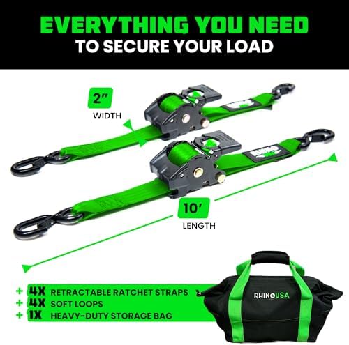 Rhino USA Retractable Ratchet Straps - 2in x 10ft - Image 5