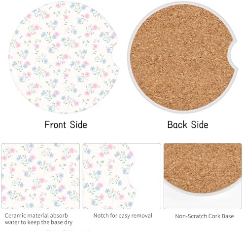 Vintage Flowers Car Coasters, Absorbent 2 Pack - Image 3