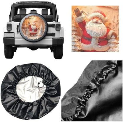 Christmas Santa Claus Spare Tire Cover Wheel Protectors Weatherproof Sun - Image 3