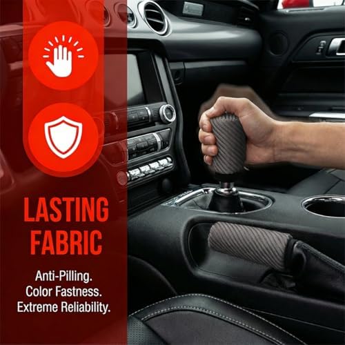 2PCS Car Gear Shift Knob and Handbrake Cover Set, Non-Slip Polyester Stick - Image 4