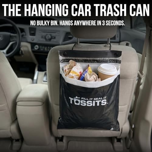 Tossits Recycled Disposable Car Trash Bags – Leakproof, Smell Proof Hanging - Image 2
