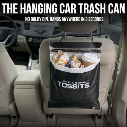 Tossits Recycled Disposable Car Trash Bags – Leakproof, Smell Proof Hanging - Image 2