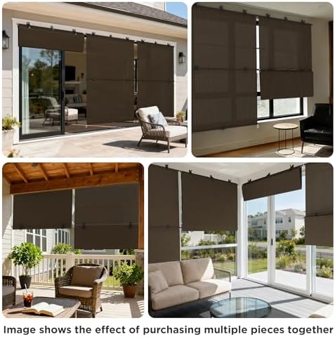 Outdoor Roller Shade 7'W x 5.5'H Cordless Shades Roll Up, Folding Exterior - Image 6