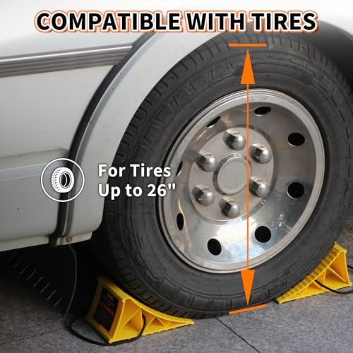 OULEME Wheel Chocks with Rope, 4 Pack Non-Slip Wheel Stoppers, Wheel Chocks - Image 5