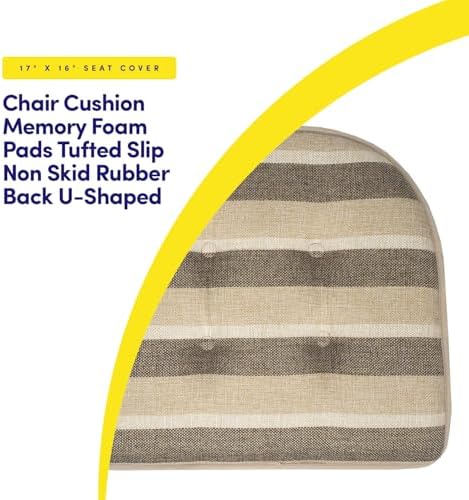 Sweet Home Collection Chair Cushion Memory Foam Pads Tufted Slip Non Skid - Image 3