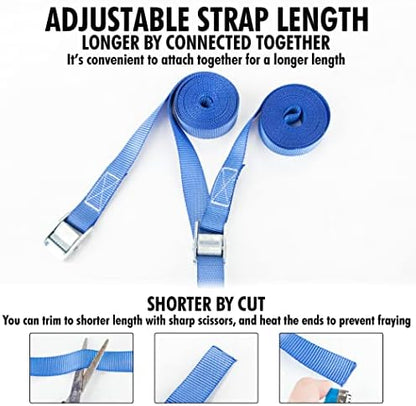 Cartman 1" x 12' Lashing Straps Up To 600lbs, 4pk Blue - Image 5