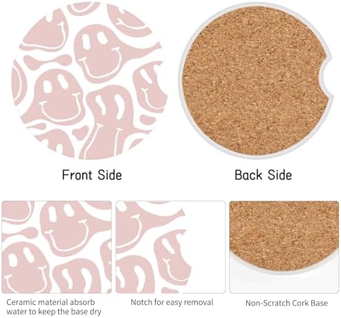 Car Coasters, 2.56 inches Ceramics Heat Resistant Anti Slip Cork Base Car - Image 3