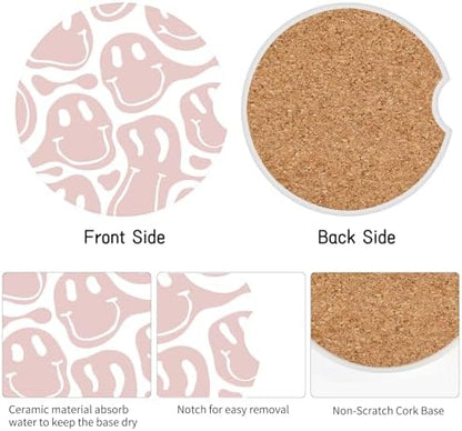 Car Coasters, 2.56 inches Ceramics Heat Resistant Anti Slip Cork Base Car - Image 3