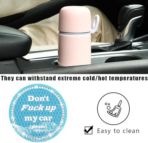2 PCS Bling Car Cup Coaster, 2.75 Inch Anti-Slip Cup Holder Insert Coasters - Image 3