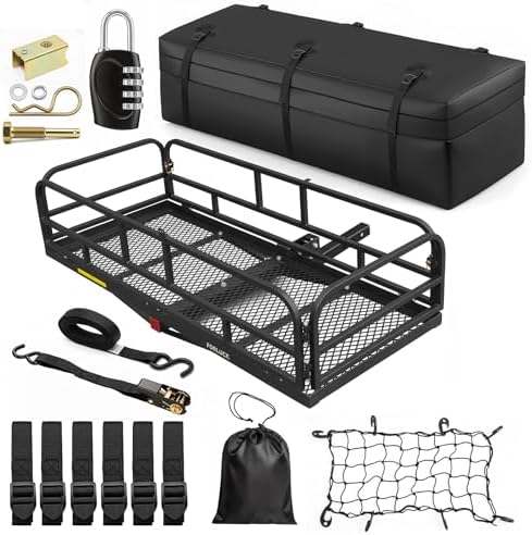 Forluck 60"x24"x14" Folding Hitch Mount Cargo Carrier, 500 lbs Capacity Heavy by Forluck