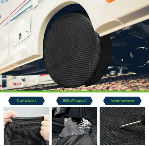 Season Guard 4Pack Carbon Fiber Tire Cover, Fit Truck SUV RV Trailer Camper - Image 5