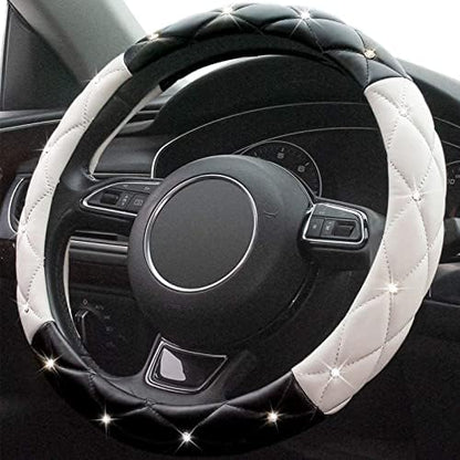 Black White Steering Wheel Cover, Anti-Slip Steering Wheel Protector by Xizopucy