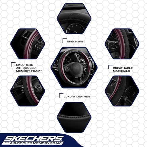 Skechers Air-Cooled Steering Wheel Cover, Leather Car Steering Wheel Cover - Image 3