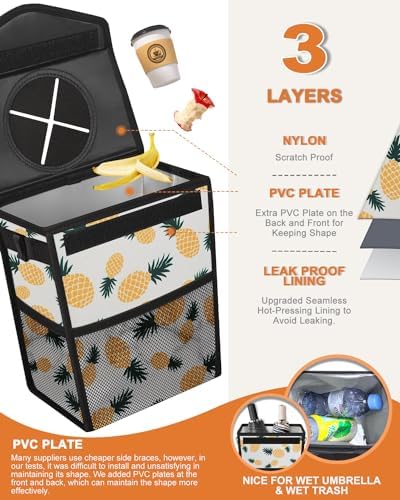 Pritent Car Trash Can with Lid Leakproof Car Garbage Bag Vehicle Trash Bin - Image 3