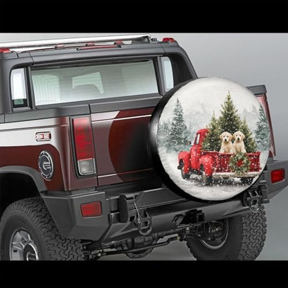 Christmas Red Truck Puppies Spare Tire Cover Universal - Image 4