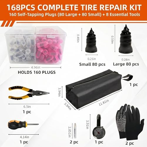 Tire Plug Kit, Tire Repair Kit – 168PCS Rubber Nails & Screws - Image 3