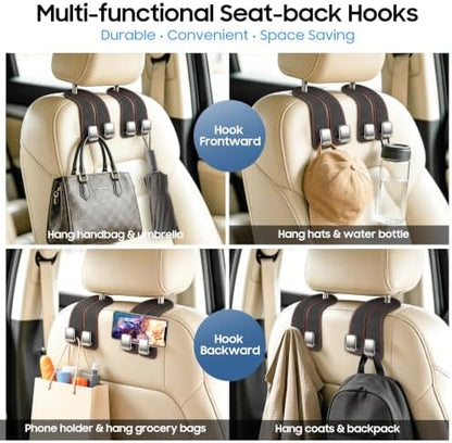 Amooca Car Headrest Hooks 2-Pack Suede Seat Organizer - Image 2