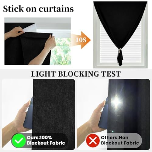 100% Blackout Adhesive Blackout Curtains- Self Stick Shades Window Blinds - Image 2