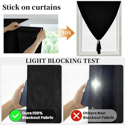 100% Blackout Self Adhesive Blackout Curtains- Stick on Curtains Shades Window - Image 2