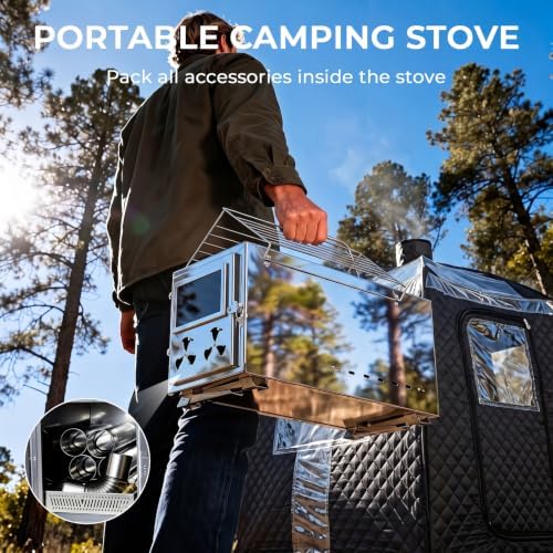 Wood Burning Sauna Hot Tent Stove, 2 in 1 Tent Wood Burning Stove - Image 4