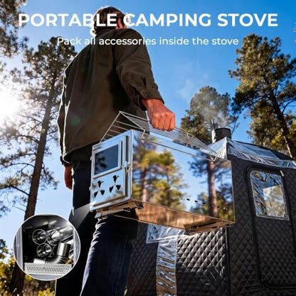 Wood Burning Sauna Hot Tent Stove, 2 in 1 Tent Wood Burning Stove - Image 4