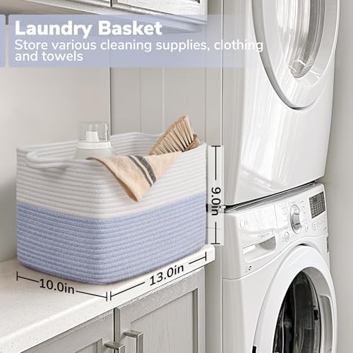 Goodpick Woven Storage Basket for Shelves, Light Blue - Image 3