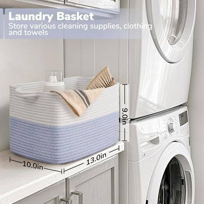 Goodpick Woven Storage Basket for Shelves, Light Blue - Image 3