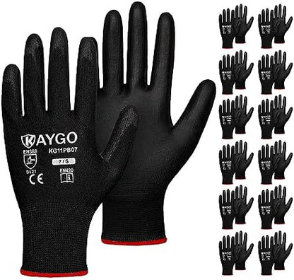 KAYGO Safety Work Gloves for Men Women, PU Coated Palm & Fingers by KAYGO
