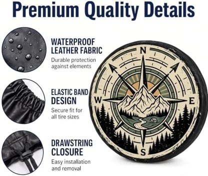 Mountain Compass Rv Spare Tire Cover 14 Inch Wheel, Universal Waterproof PVC - Image 5