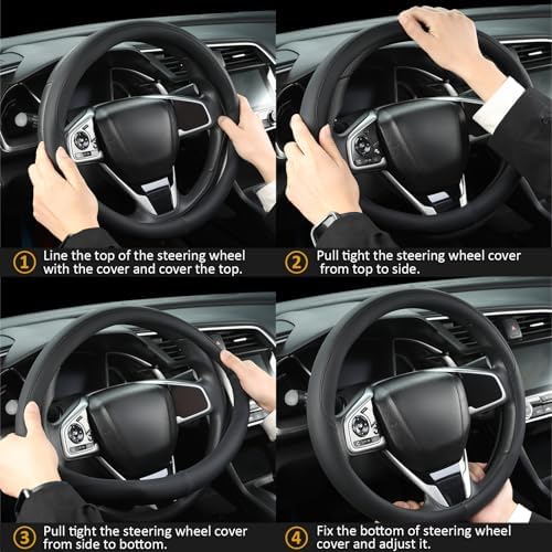 West Llama Thin Slim Car Steering Wheel Cover, Universal 14.5-15 inch Nappa - Image 7