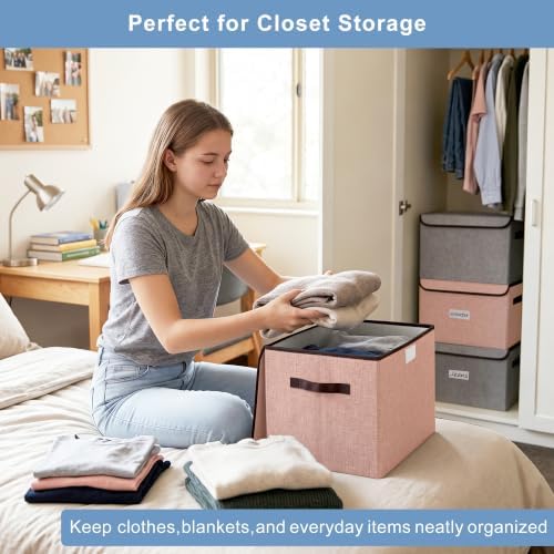 Bagnizer Linen Fabric Foldable Storage Cube Bin Organizer Basket - Image 3
