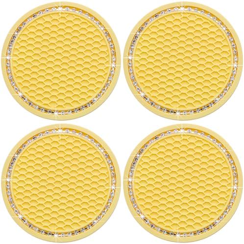 4PCS Bling Cup Holder Coaster, 2.75 Inch Auto Car Cup Holder Insert Coasters by MEAJOO
