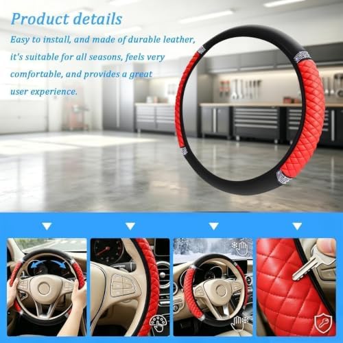 Bling Car Steering Wheel Cover, Crystal Rhinestones Vehicle Steering Guard Wrap - Image 5