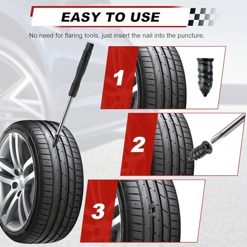 Rindion 30PCS Tire Repair Rubber Nail Kit, Self-Service Tire Repair Screws - Image 4
