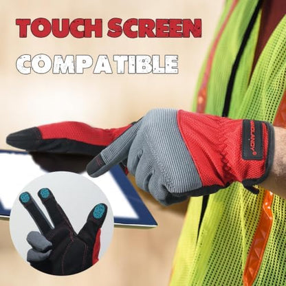HANDLANDY Work Gloves for Men & Women, Utility Mechanic Working Gloves Touch - Image 4