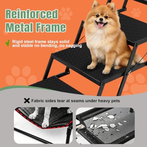Foldable Dog Stairs for Car, HisFox Portable Dog Steps for Dogs, 5 Steps - Image 2