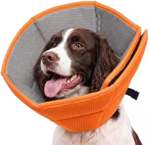 Allroaring Adjustable Dog Cone for Spay, Comfy Recovery Collar Orange L by Allroaring
