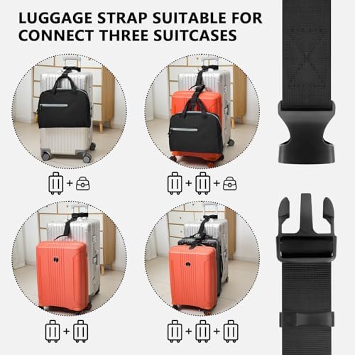 BILIONE 4 Pack Luggage Connector Straps, Connect 3 Suitcases ＆ Add A Bag - Image 2
