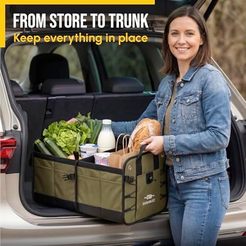 Car Trunk Organizer, Covering Net, Collapsible, Military Green - Image 6