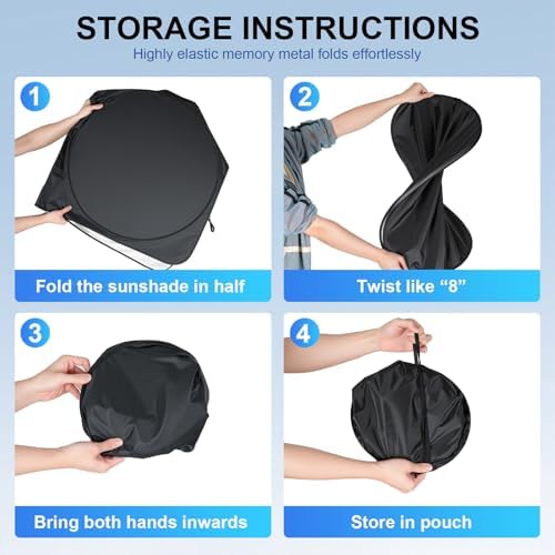 JUSTTOP 300T Double-Layer Design Universal Car Windshield Sun Shade, Foldable - Image 5
