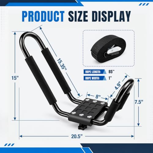 Forluck Kayak Roof Rack J-Bar Carrier, Universal Roof Mount Rack - Image 4