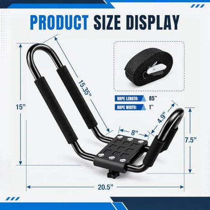Forluck Kayak Roof Rack J-Bar Carrier, Universal Roof Mount Rack - Image 4